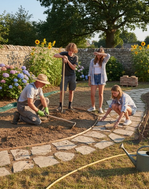 Gartenwege und Beete anlegen
