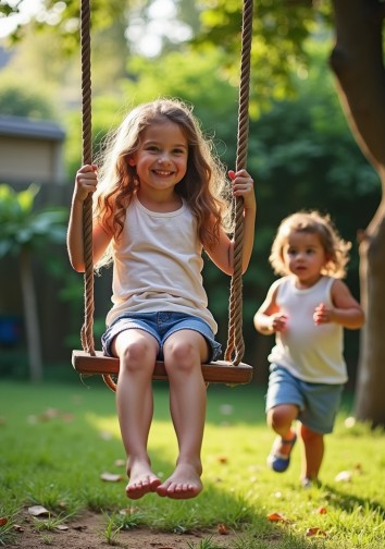 Kinder schaukeln gerne im Garten Kinderschaukel im Garten